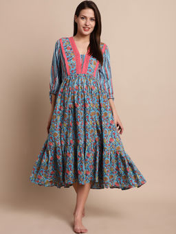 Secret Wish - Blue & Red Floral Maternity Dress