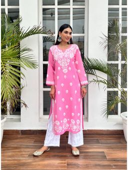 House of Chikankari - Chikankari Woven Long Kurta
