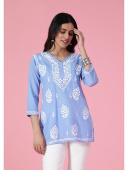 House of Chikankari - Chikankari Woven Short Kurta