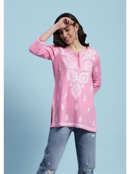 House of Chikankari - Chikankari Woven Short Kurta