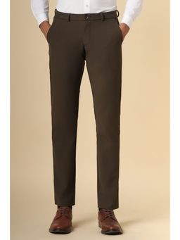 Allen Solly - Men Brown Slim Fit Solid Formal Trouser
