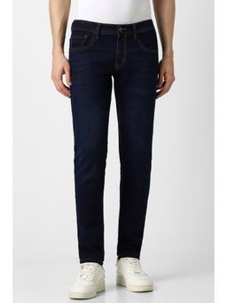 Peter England - Men Navy Light Wash Wash Low Skinny Fit Jeans
