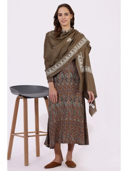 W - Brown Yarn Dyed Polyester Blend Shawl
