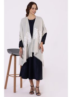 W - Yarn Dyed Pure Cotton White Shawl