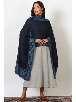 W - Blue Yarn Dyed Acrylic Shawl