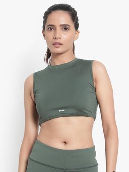 Wear Jukebox - WearJukebox Aero Best Fit Olive Crop Top