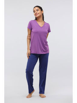 NeceSera - Meadow Violet Modal V Neck Casual Top