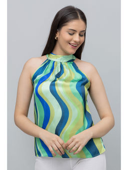 PURYS - Women Green Satin Printed Top