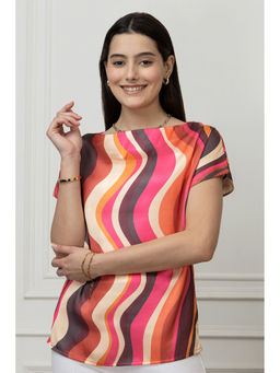 PURYS - Women Multi-Color Satin Printed Top