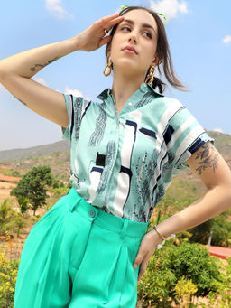 PINACOLADA - Women Green Polyester Printed Top