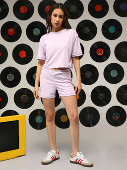 PINACOLADA - Women Lilac Solid Knit Co-Ord Set