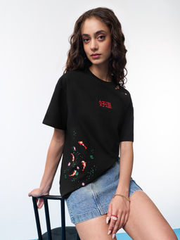 The Souled Store - Casual Classics: Pink Koi Women Oversized T-Shirt