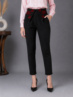 KASSUALLY - Regular Fit Women Black Trousers