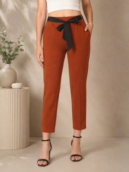 KASSUALLY - Regular Fit Women Orange Trousers