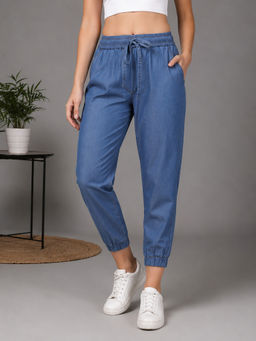 KASSUALLY - Women Blue Denim Joggers