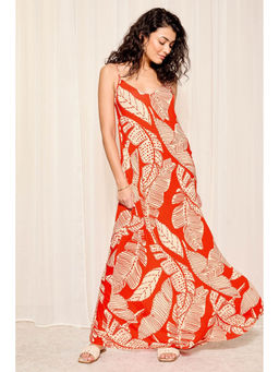 Friends Like These - Red Strappy Aline Jersey Maxi Dress