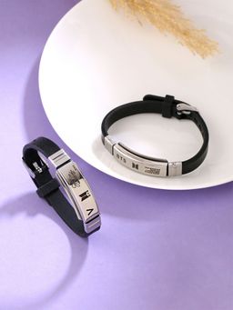 Yellow Chimes - V BTS Combo Signature Printing Stainless Steel Silicon Unisex Bracelet