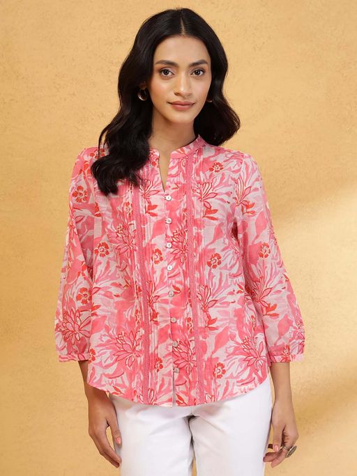 Buy Fabindia Pink Floral Top Online 2