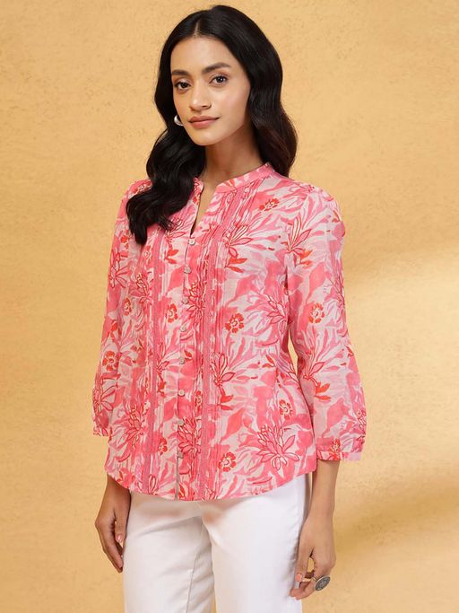 Buy Fabindia Pink Floral Top Online 3