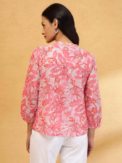 Buy Fabindia Pink Floral Top Online 4