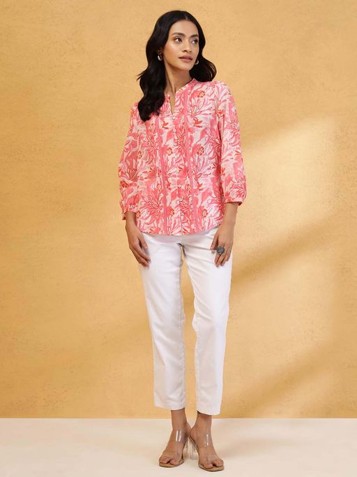 Buy Fabindia Pink Floral Top Online 5
