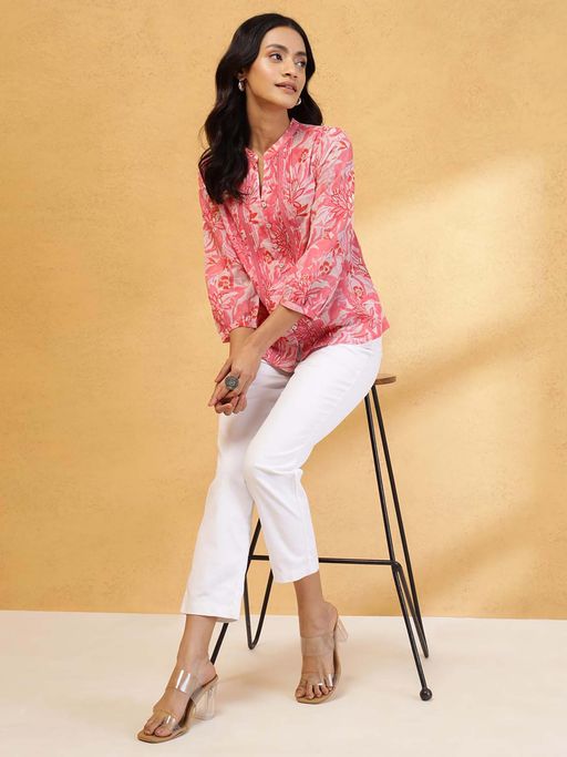 Buy Fabindia Pink Floral Top Online 6