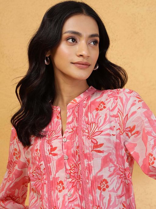 Buy Fabindia Pink Floral Top Online 7