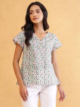 Fabindia - White Printed Top