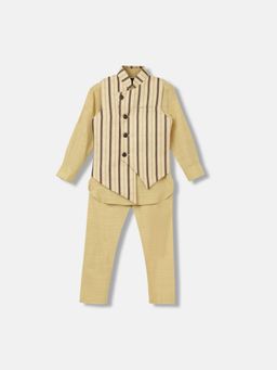 Blue Giraffe - Boys Stripes Full Sleeves Mandarin Collar Kurta (Set of 3)