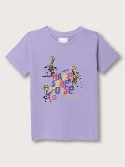 Blue Giraffe - Boys Lavender Printed Round Neck T-Shirt