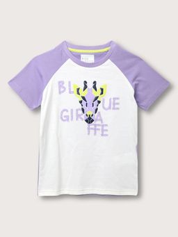 Blue Giraffe - Boys Lavender Printed Round Neck T-Shirt