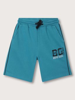 Blue Giraffe - Boys Teal Printed Regular Fit Shorts