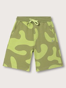 Blue Giraffe - Boys Olive Printed Regular Fit Shorts