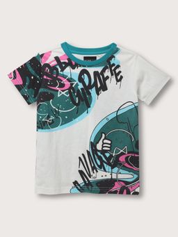 Blue Giraffe - Boys Printed Round Neck T-Shirt