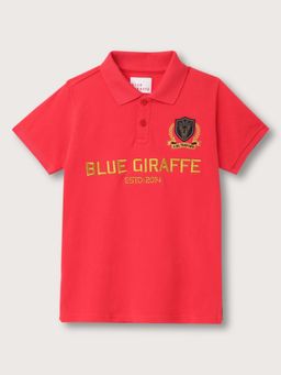 Blue Giraffe - Boys Embroidered Polo Collar T-Shirt