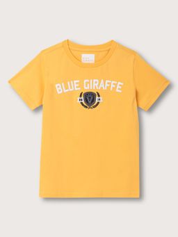 Blue Giraffe - Boys Embroidered Round Neck T-Shirt
