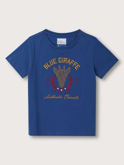 Blue Giraffe - Boys Embroidered Round Neck Regular Sleeve T-Shirt
