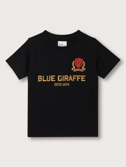 Blue Giraffe - Boys Embroidered Round Neck Regular Sleeve T-Shirt