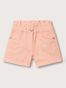 ELLE - Girls Pastel Orange Solid Regular Fit Shorts