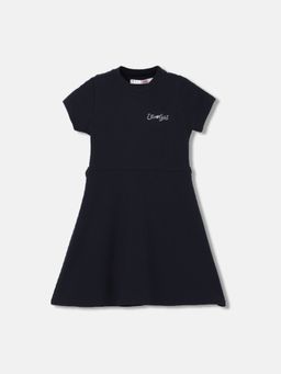 ELLE - Girls Solid Half Sleeves Round Neck Dress