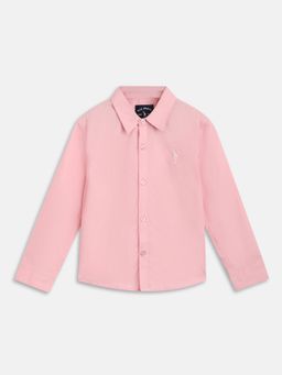 Blue Giraffe - Boys Pink Solid Spread Collar Shirt