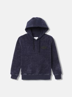 Blue Giraffe - Boys Navy Blue Solid Hoodie