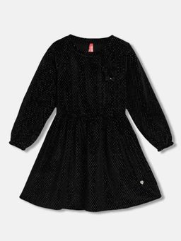 Blue Giraffe - Girls Self Design Full Sleeves Round Neck Dress