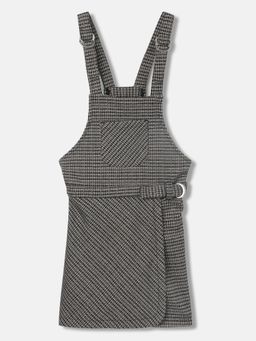 Blue Giraffe - Girls Checked Sleeveless Shoulder Straps Dress