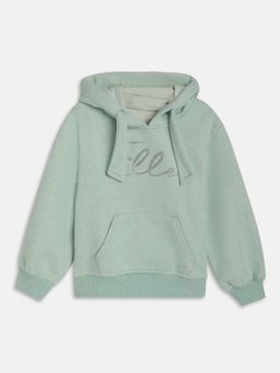 ELLE - Girls Sea Green Printed Hoodie