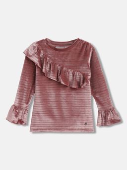 ELLE - Girls Rust Textured Round Neck Top