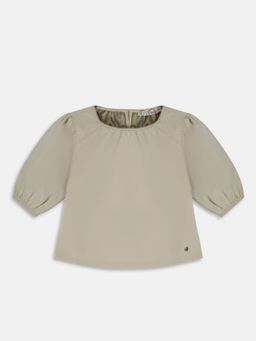 ELLE - Girls Khaki Solid Round Neck Top