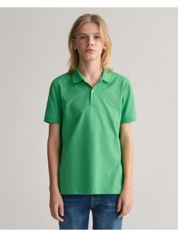 GANT - Boys Green Solid Polo T-Shirt