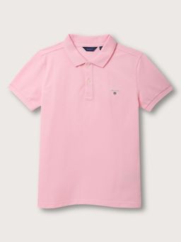 GANT - Boys Pink Solid Polo T-Shirt