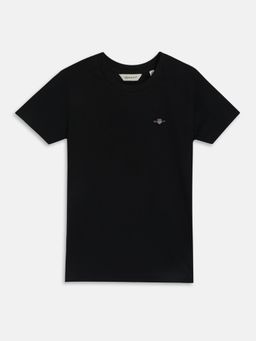 GANT - Boys Black Solid Round Neck T-Shirt